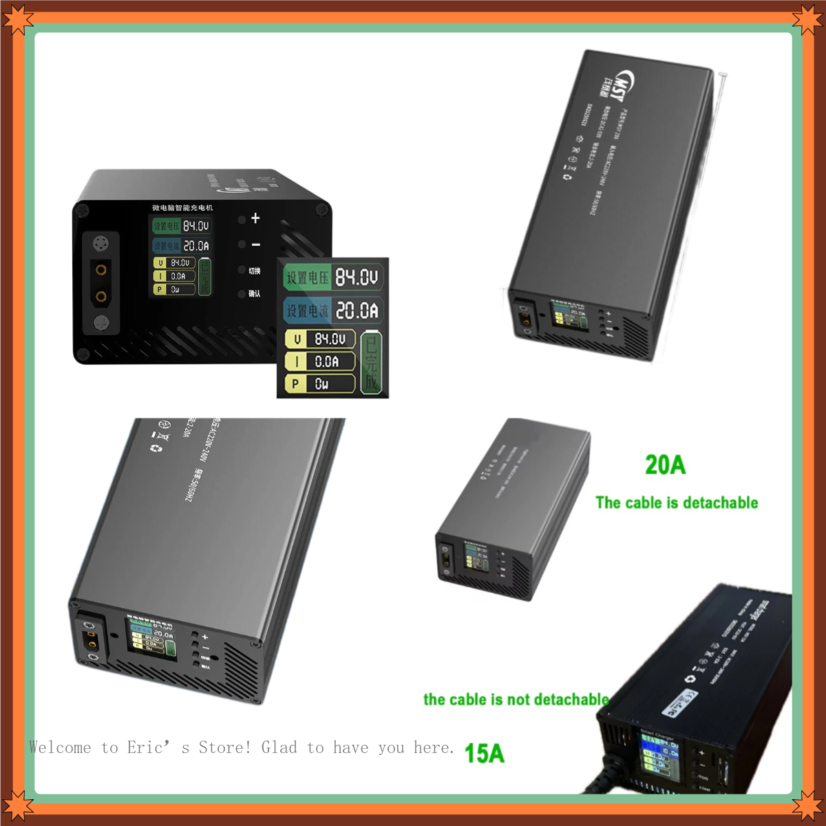 84V 20A Smart Charger - Ładowarka regulowana 10-93V 2-30A 50.4V 87.6V
