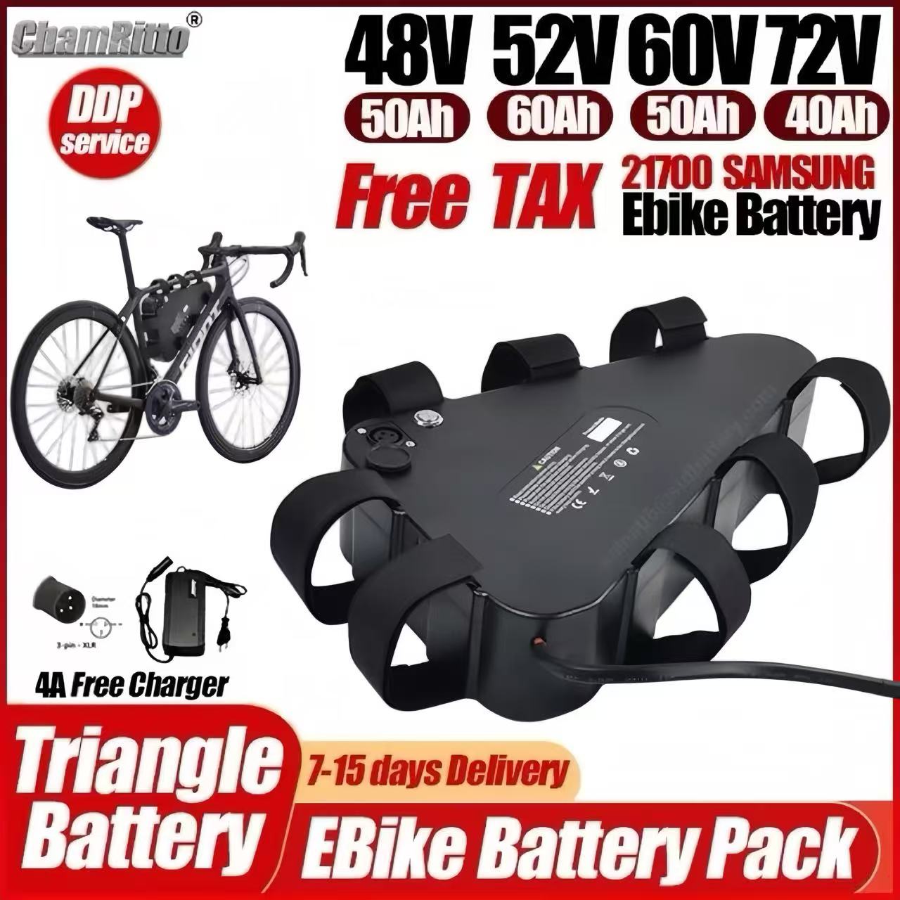 Akumulator trójkątny do roweru – 72V 50Ah 21700 Lithium Battery recenzja i cena