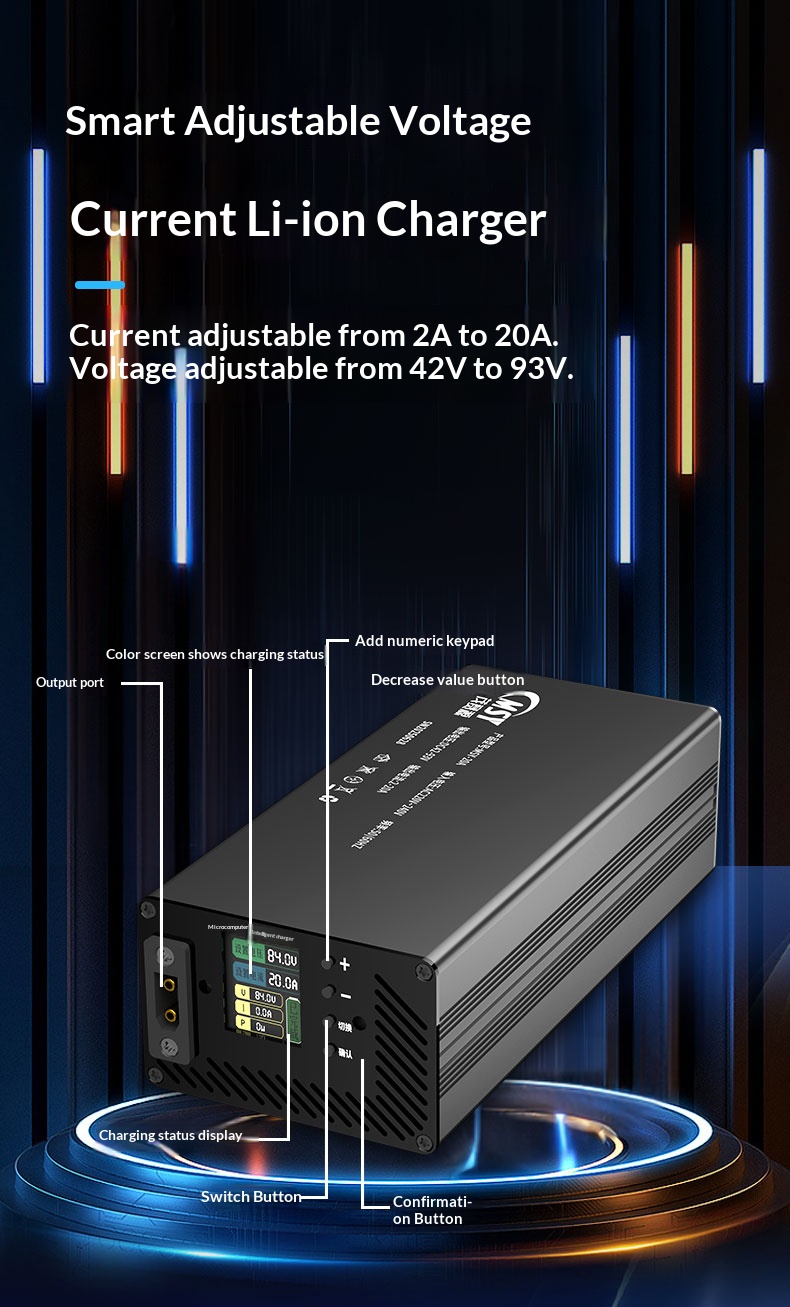 Ładowarka regulowana 10-93V 2- – 84V 20A Smart Charger recenzja i cena